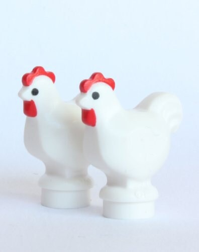 LEGO City - 2 White Chickens - Farm Animals